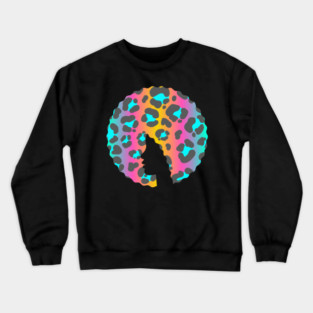 Afro Hair Woman with Animal African Pattern, Black History Crewneck Sweatshirt