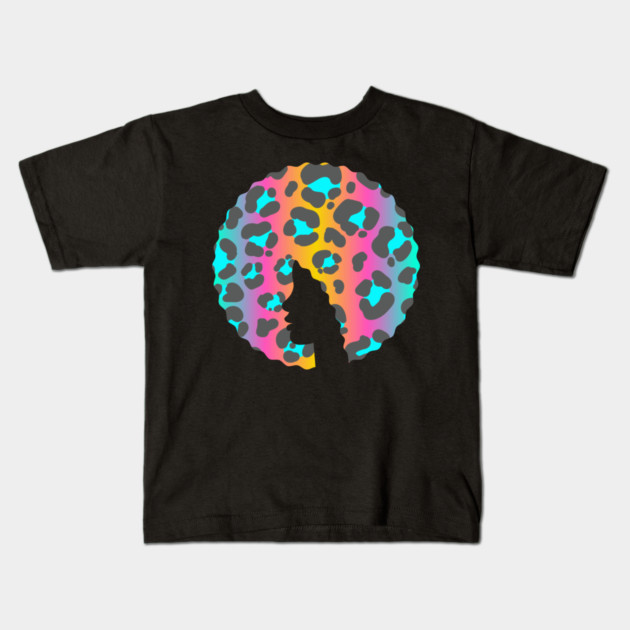 Afro Hair Woman with Animal African Pattern, Black History Kids T-Shirt by logiamerch