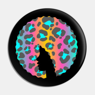 Afro Hair Woman with Animal African Pattern, Black History Pin