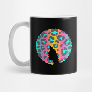 Afro Hair Woman with Animal African Pattern, Black History Mug
