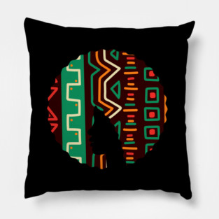 Afro Hair Woman with African Pattern, Black History Pillow