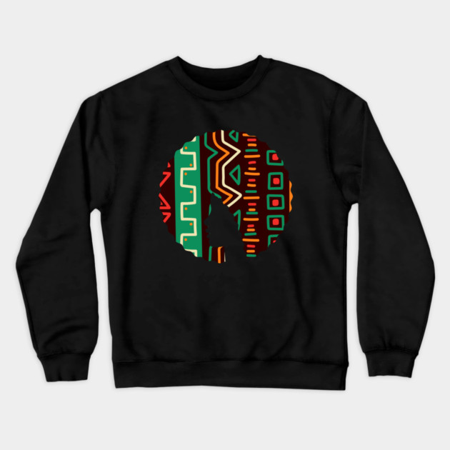 Afro Hair Woman with African Pattern, Black History Crewneck Sweatshirt by logiamerch