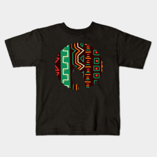 Afro Hair Woman with African Pattern, Black History Kids T-Shirt