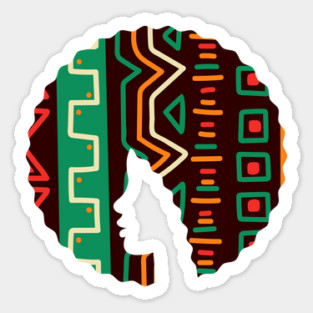 Afro Hair Woman with African Pattern, Black History Sticker