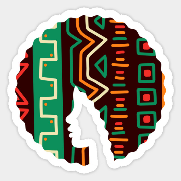 Afro Hair Woman with African Pattern, Black History Sticker by logiamerch