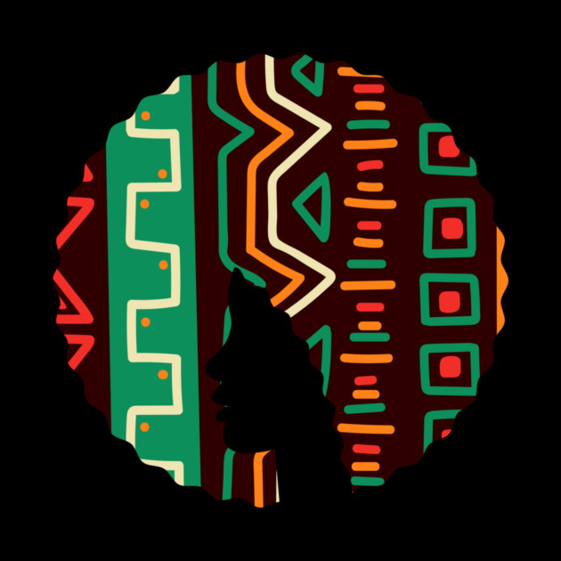 Afro Hair Woman with African Pattern, Black History by logiamerch