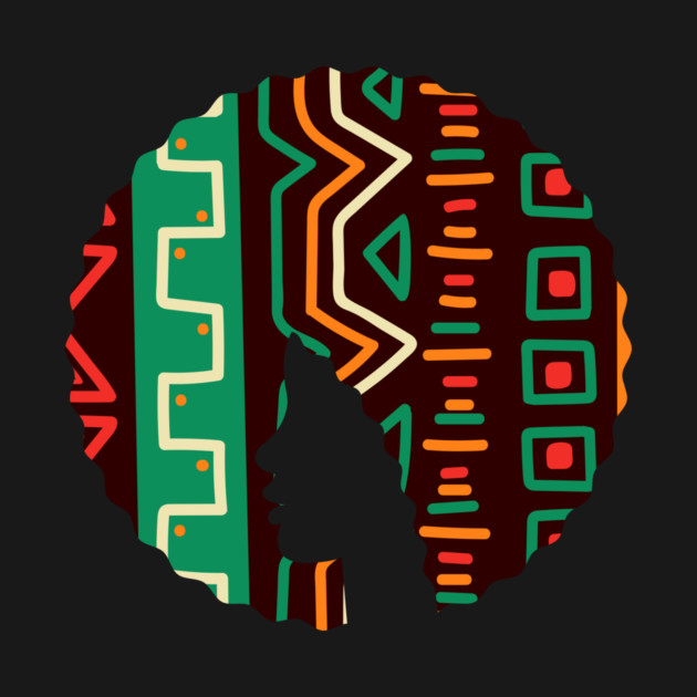 Afro Hair Woman with African Pattern, Black History by logiamerch
