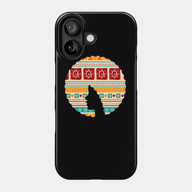 Afro Hair Woman with African Pattern, Black History Phone Case by logiamerch