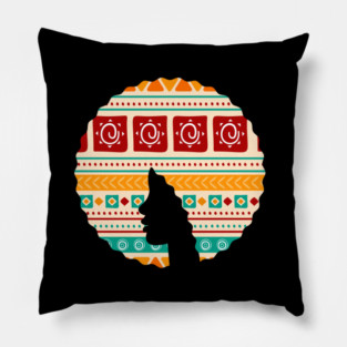Afro Hair Woman with African Pattern, Black History Pillow