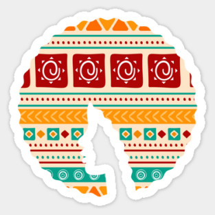 Afro Hair Woman with African Pattern, Black History Sticker