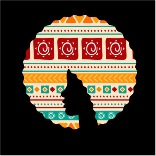 Afro Hair Woman with African Pattern, Black History Posters and Art