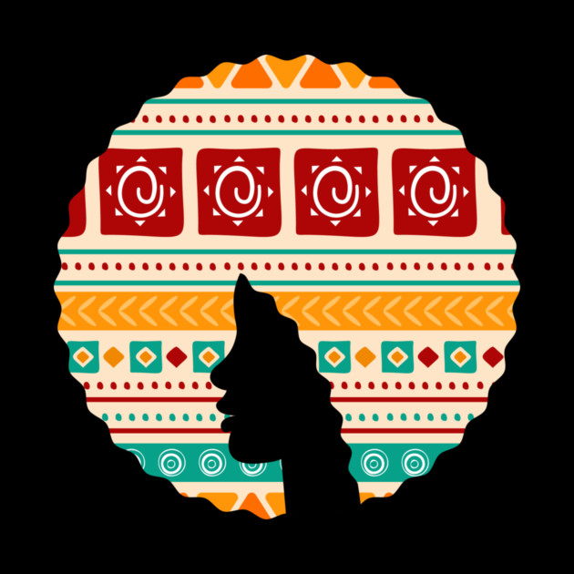 Afro Hair Woman with African Pattern, Black History by logiamerch