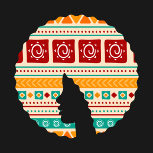 Afro Hair Woman with African Pattern, Black History T-Shirt