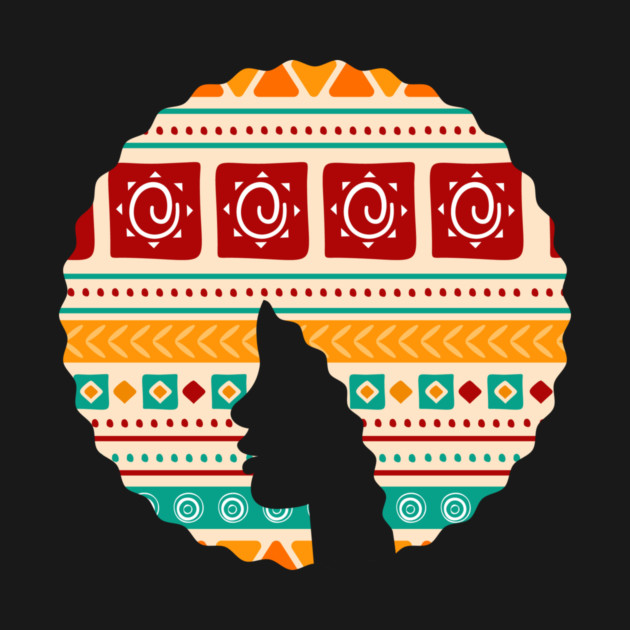 Afro Hair Woman with African Pattern, Black History by logiamerch