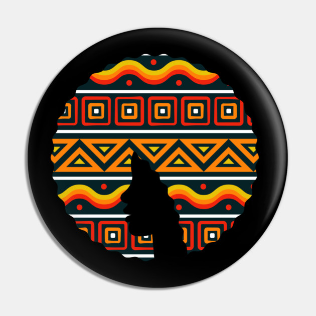 Afro Hair Woman with African Pattern, Black History Pin by logiamerch