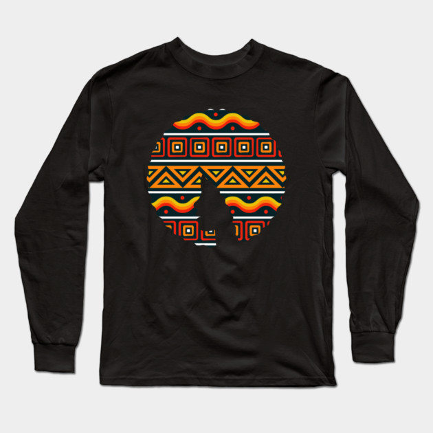 Afro Hair Woman with African Pattern, Black History Long Sleeve T-Shirt by logiamerch