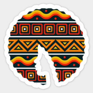 Afro Hair Woman with African Pattern, Black History Sticker