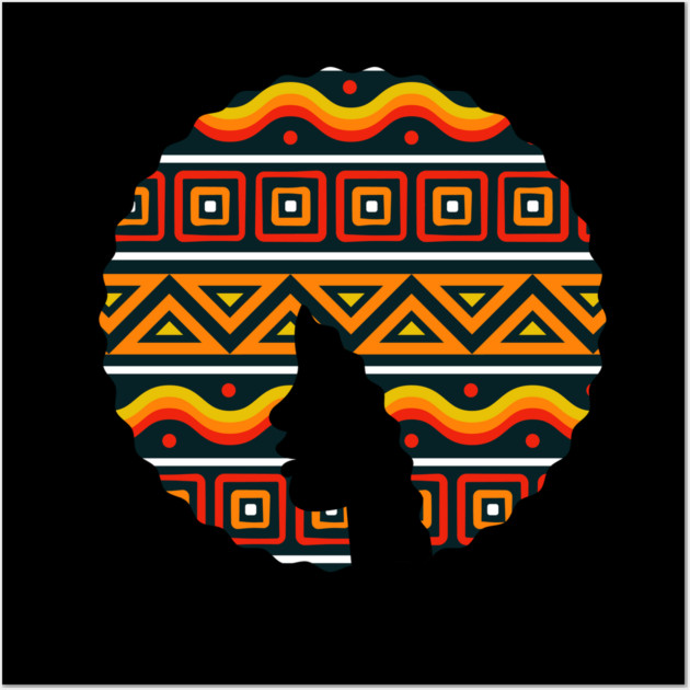 Afro Hair Woman with African Pattern, Black History Wall Art by logiamerch