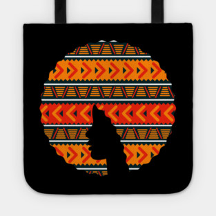 Afro Hair Woman with African Pattern, Black History Tote