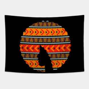 Afro Hair Woman with African Pattern, Black History Tapestry