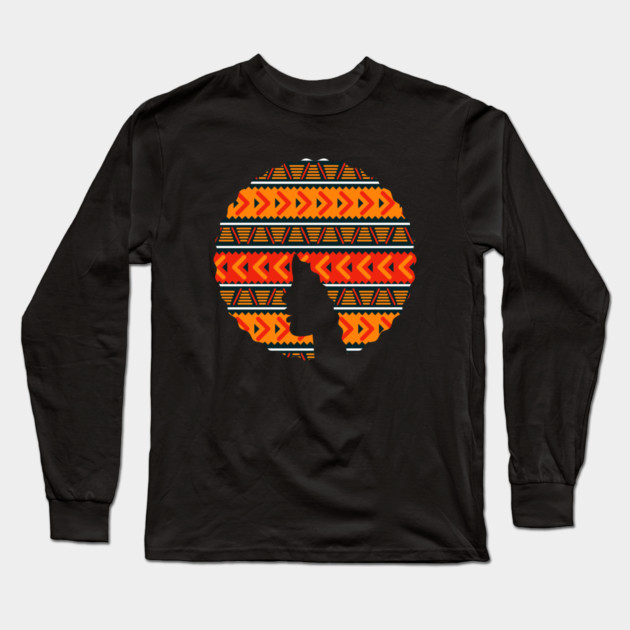 Afro Hair Woman with African Pattern, Black History Long Sleeve T-Shirt by logiamerch