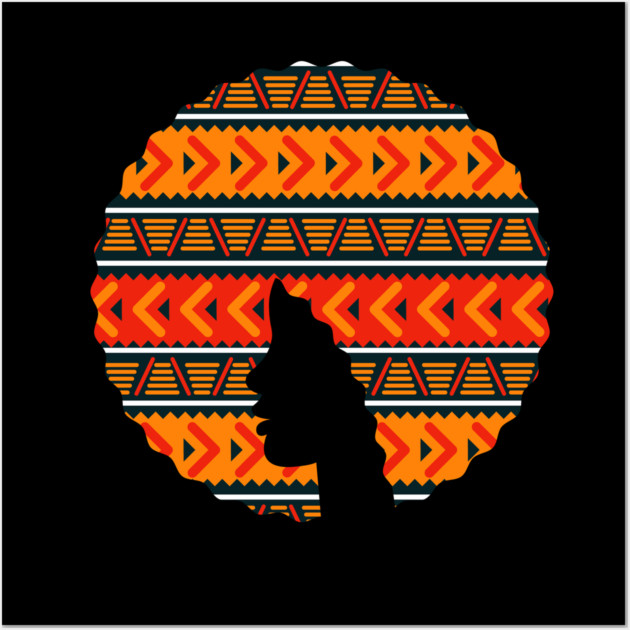 Afro Hair Woman with African Pattern, Black History Wall Art by logiamerch