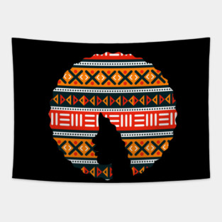 Afro Hair Woman with African Pattern, Black History Tapestry