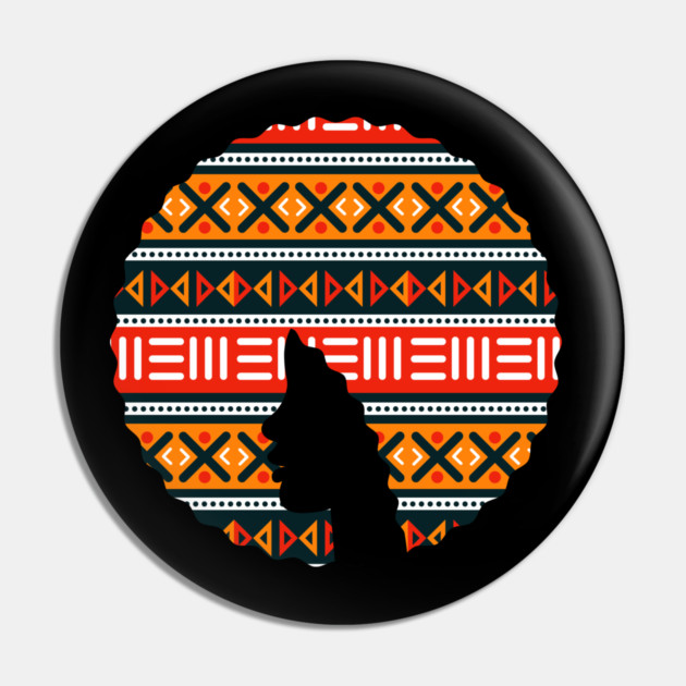 Afro Hair Woman with African Pattern, Black History Pin by logiamerch