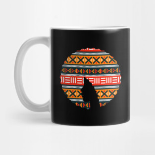 Afro Hair Woman with African Pattern, Black History Mug