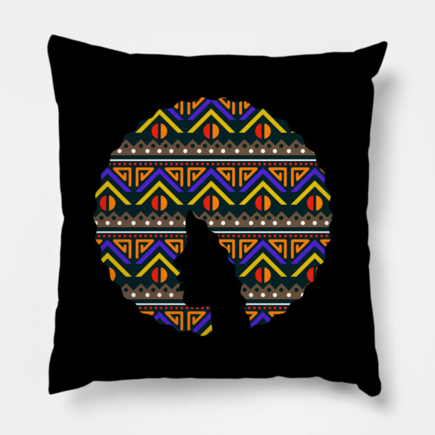 Afro Hair Woman with African Pattern, Black History Pillow by logiamerch