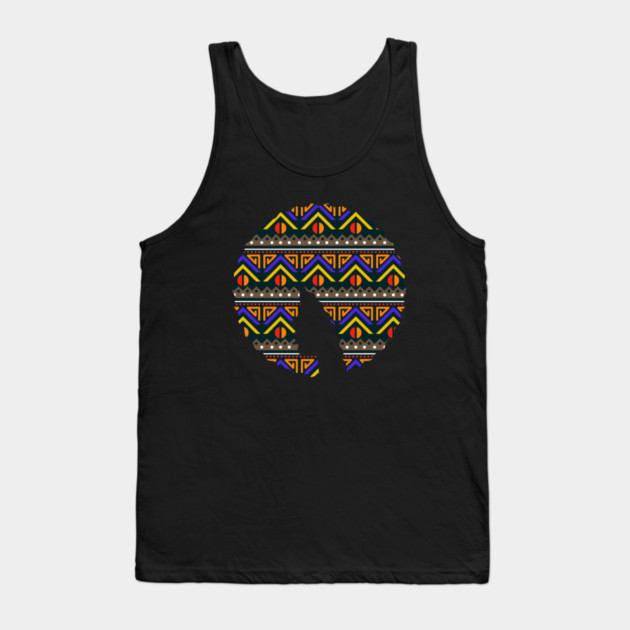 Afro Hair Woman with African Pattern, Black History Tank Top by logiamerch