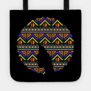 Afro Hair Woman with African Pattern, Black History Tote