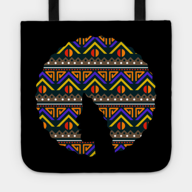 Afro Hair Woman with African Pattern, Black History Tote by logiamerch