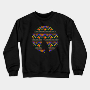 Afro Hair Woman with African Pattern, Black History Crewneck Sweatshirt