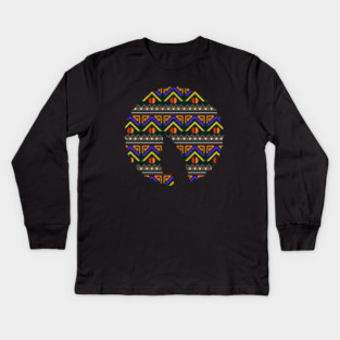 Afro Hair Woman with African Pattern, Black History Kids Long Sleeve T-Shirt