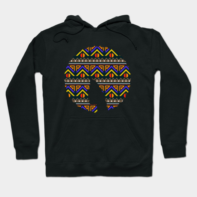 Afro Hair Woman with African Pattern, Black History Hoodie by logiamerch