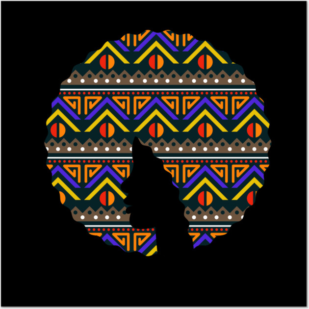 Afro Hair Woman with African Pattern, Black History Wall Art by logiamerch
