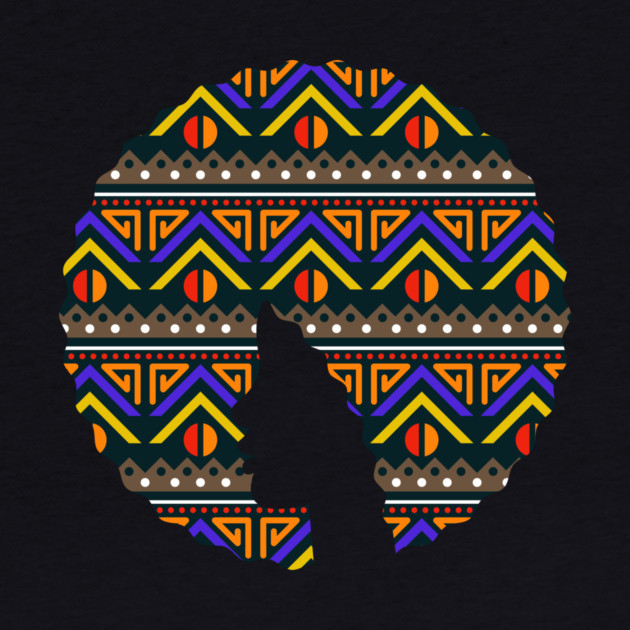 Afro Hair Woman with African Pattern, Black History by logiamerch