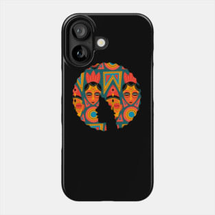 Afro Hair Woman with African Pattern, Black History Phone Case