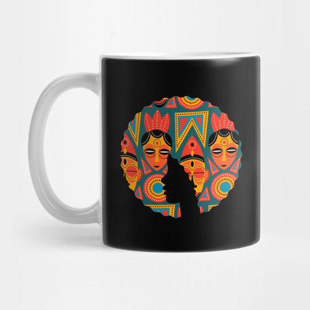 Afro Hair Woman with African Pattern, Black History by logiamerch
