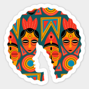 Afro Hair Woman with African Pattern, Black History Magnet
