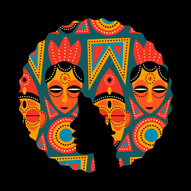 Afro Hair Woman with African Pattern, Black History by logiamerch
