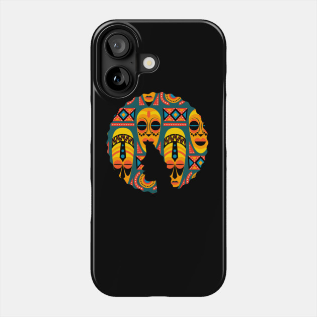 Afro Hair Woman with African Pattern, Black History Phone Case by logiamerch
