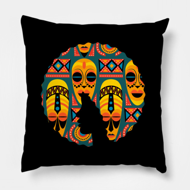 Afro Hair Woman with African Pattern, Black History Pillow by logiamerch