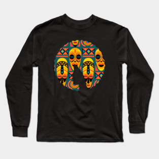 Afro Hair Woman with African Pattern, Black History Long Sleeve T-Shirt