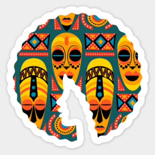 Afro Hair Woman with African Pattern, Black History Sticker