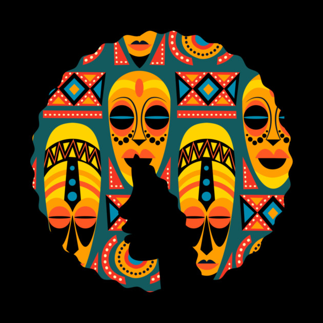 Afro Hair Woman with African Pattern, Black History by logiamerch
