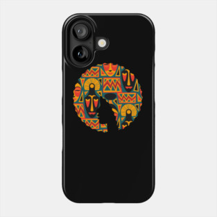 Afro Hair Woman with African Pattern, Black History Phone Case