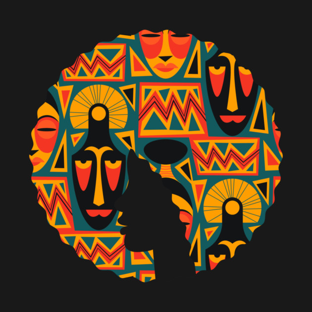 Afro Hair Woman with African Pattern, Black History by logiamerch