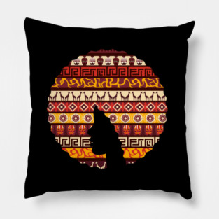 Afro Hair Woman with African Pattern, Black History Pillow